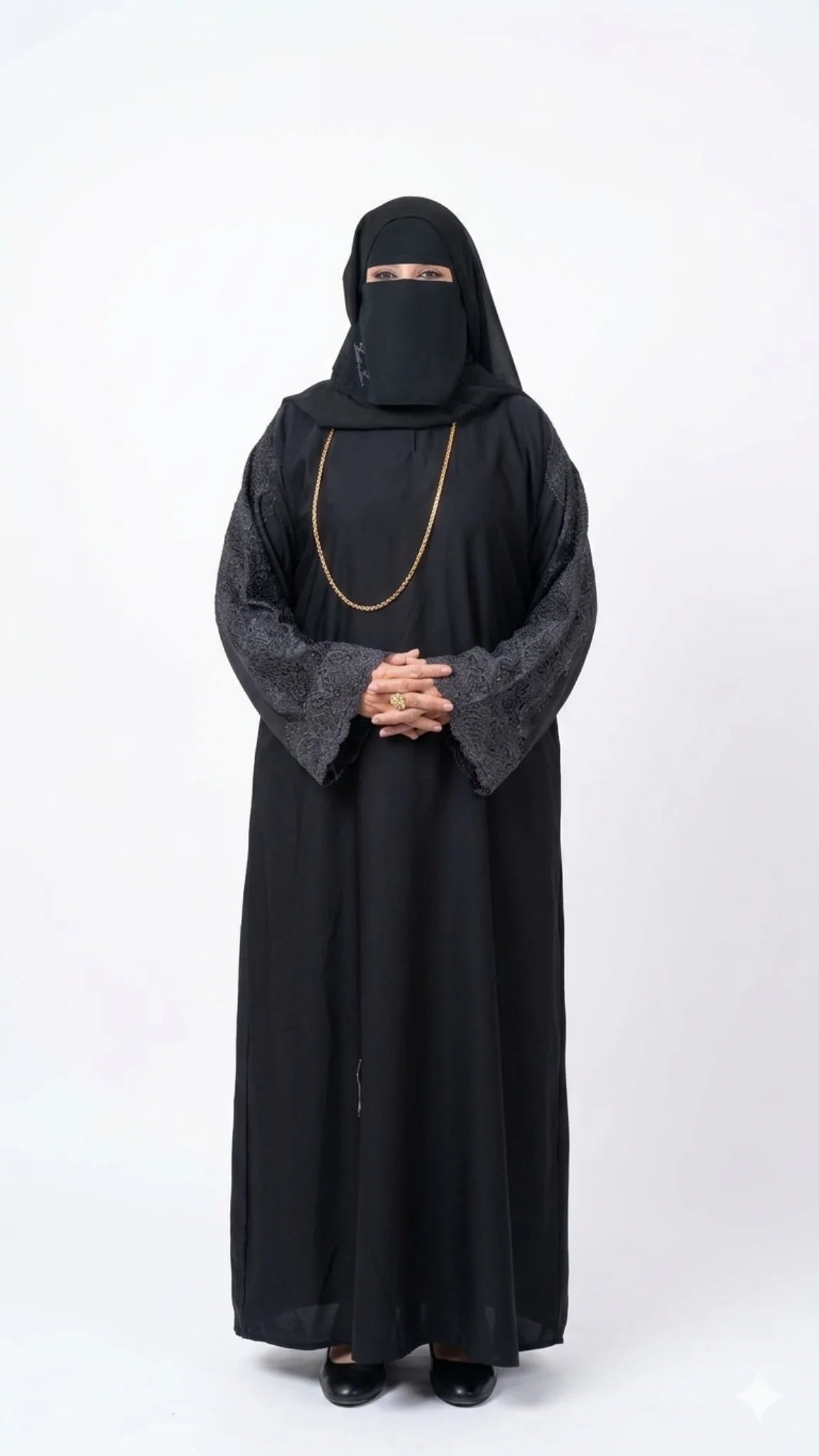 عباية حرير ندى الكم دانتيل